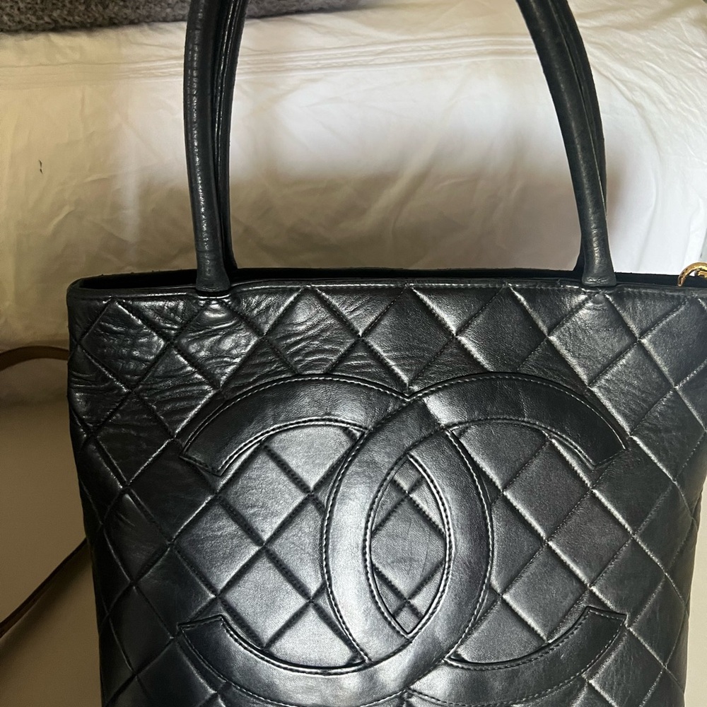 Chanel Black Quilted Lambskin Tote with Iconic CC Logo